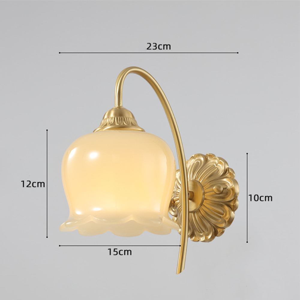Elegante lampada da parete in vetro e rame