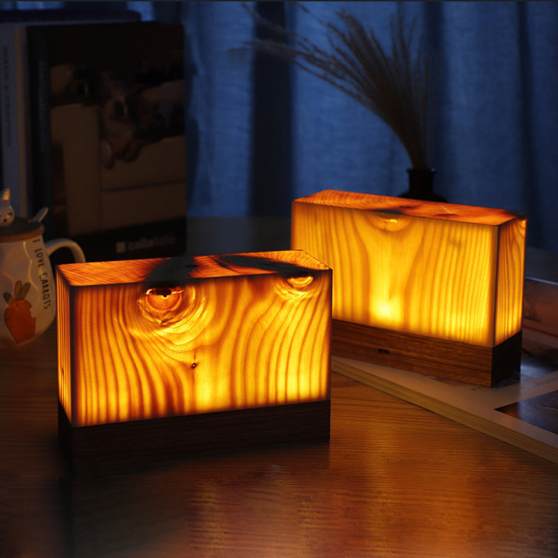 LumiHout - Lámpara de mesa LED con batería y control táctil