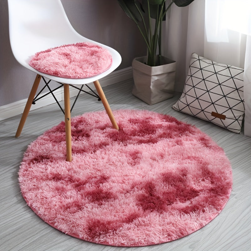 1pc Tappeto Rotondo in Peluche Tie-dye - Morbido e Caldo Tappeto Decorativo per Soggiorno, Camera da Letto e Yoga