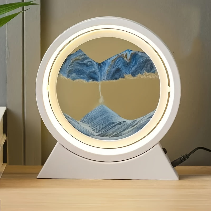 LumiSand - Lâmpada de Mesa LED com Quadro de Areia Móvel 3D, Cena de Areia em Vidro, Luz Noturna, Decoração Romântica para Casa