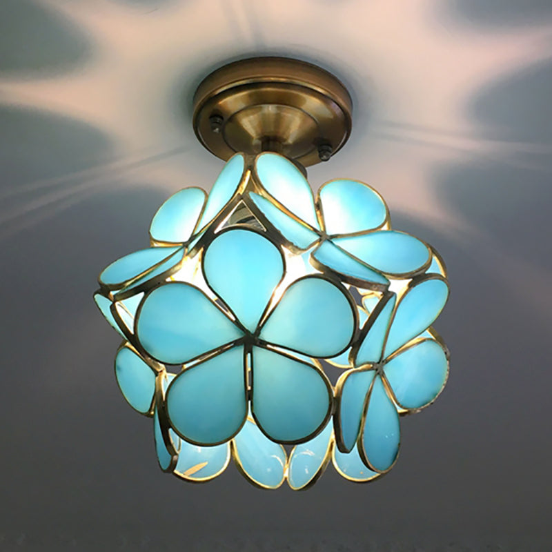 Lampada da soffitto in PVC colorato stile retrò con motivo floreale