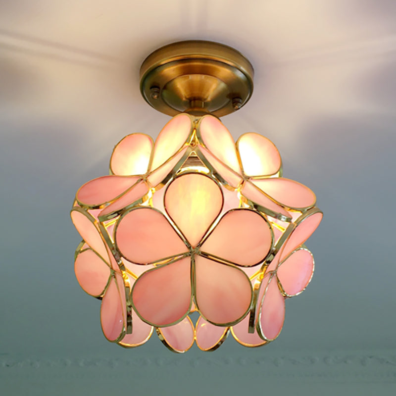 Lampada da soffitto in PVC colorato stile retrò con motivo floreale