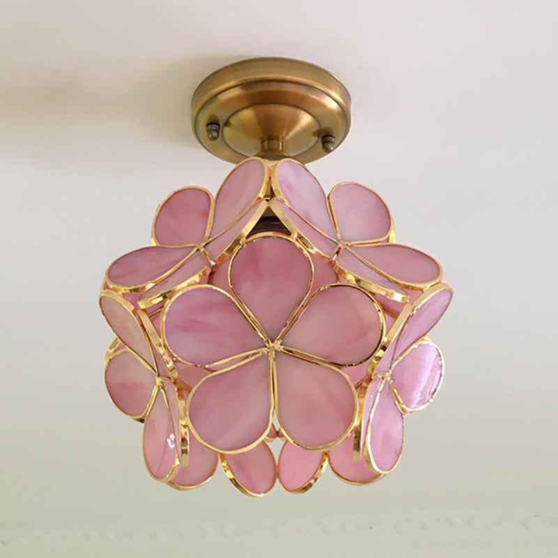 Lampada da soffitto in PVC colorato stile retrò con motivo floreale