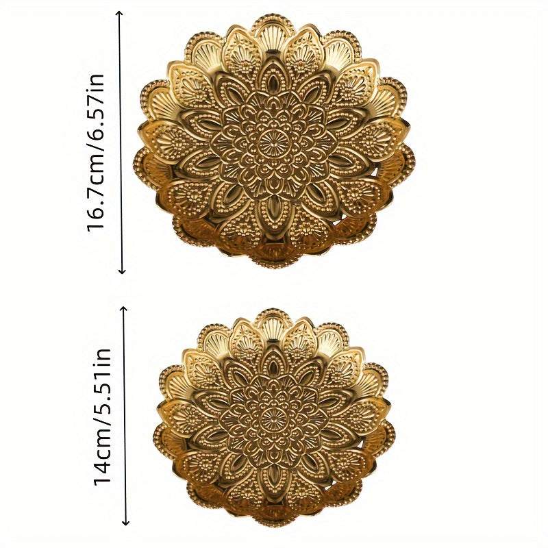 GoudServe - Golden Metal Fruit Basket in Filigree Style