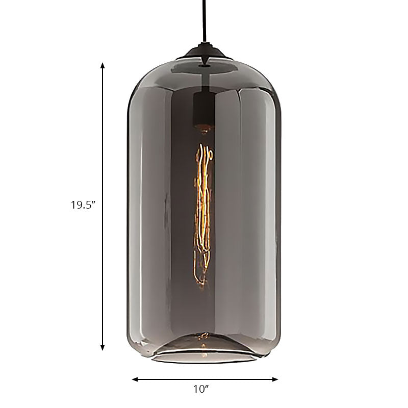 Wide Glass Pendant Lamp - Modern 1-Light Black Lamp