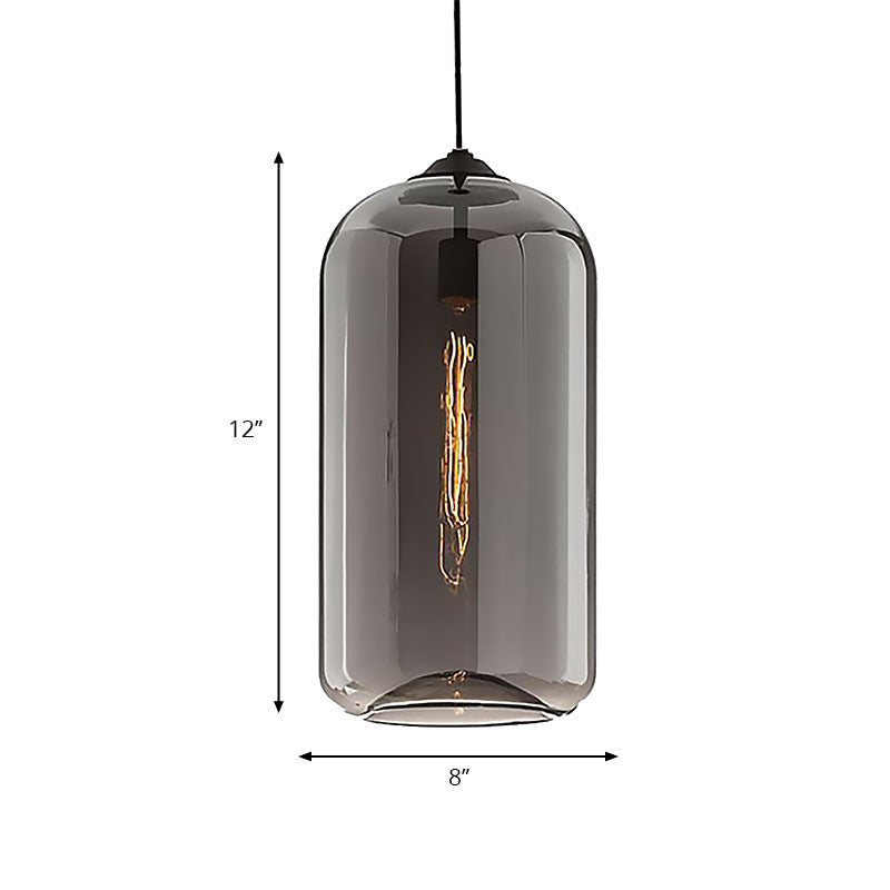 Wide Glass Pendant Lamp - Modern 1-Light Black Lamp