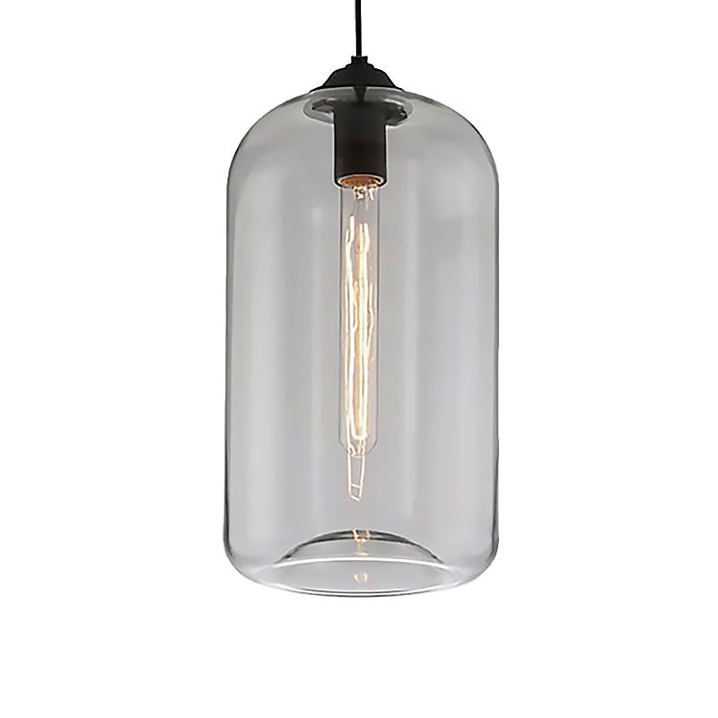 Wide Glass Pendant Lamp - Modern 1-Light Black Lamp