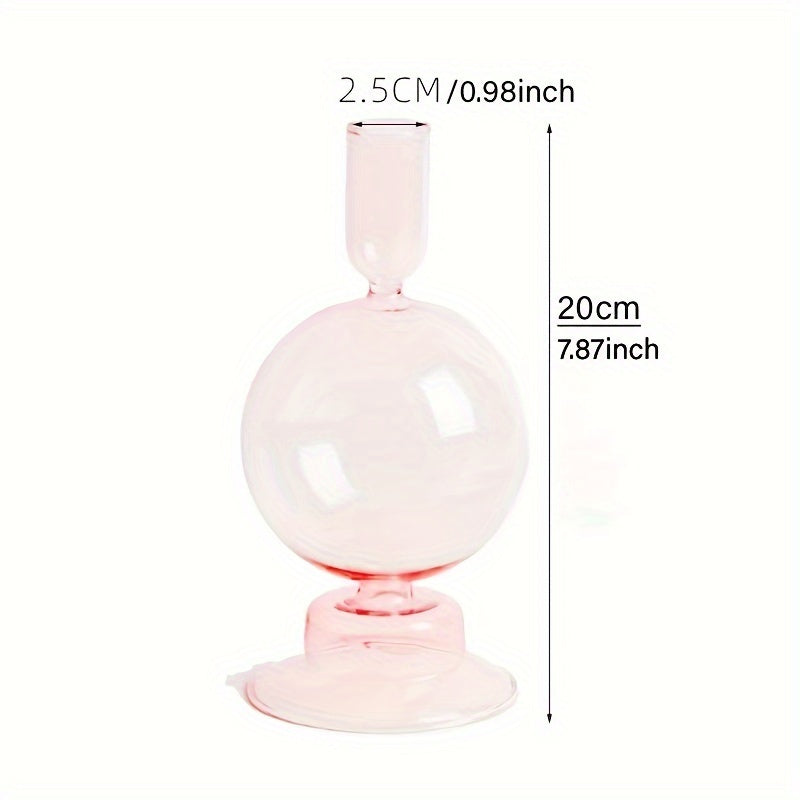 1pc Set di Candelieri in Vetro Creativi e Minimalisti - Vaso in Vetro Laccato per Decorazione da Tavolo per Soggiorno, Tavola da Pranzo e Cena Romantica