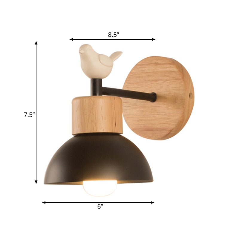 NordicDome - Candeeiro de Parede em Metal e Madeira com Pássaro para Quarto de Criança