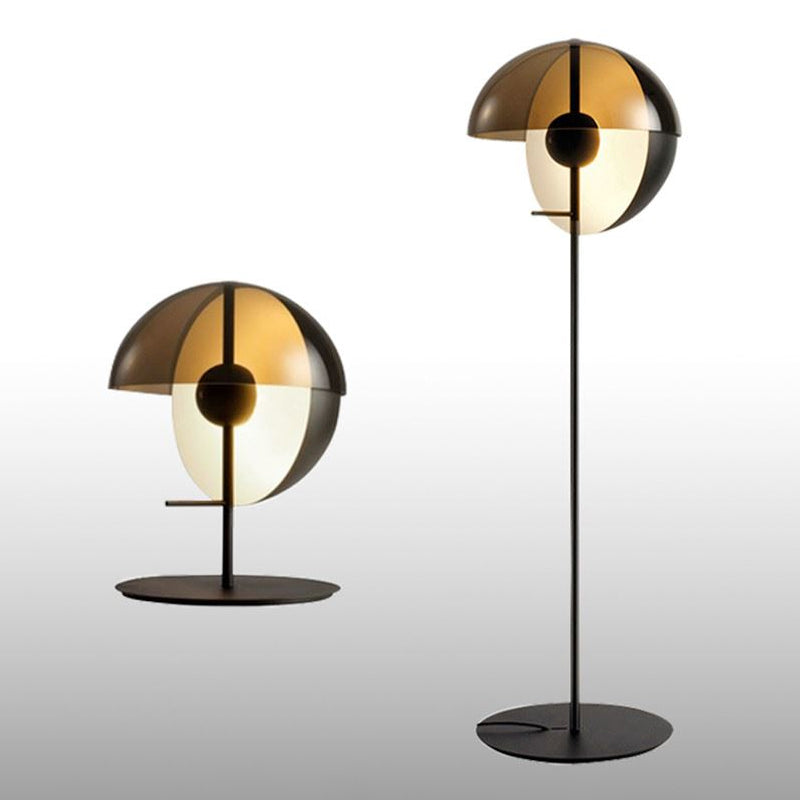 Globe Lampada da Comodino - Lampada da Tavolo Moderna Nera con Paralume in Vetro Ambra