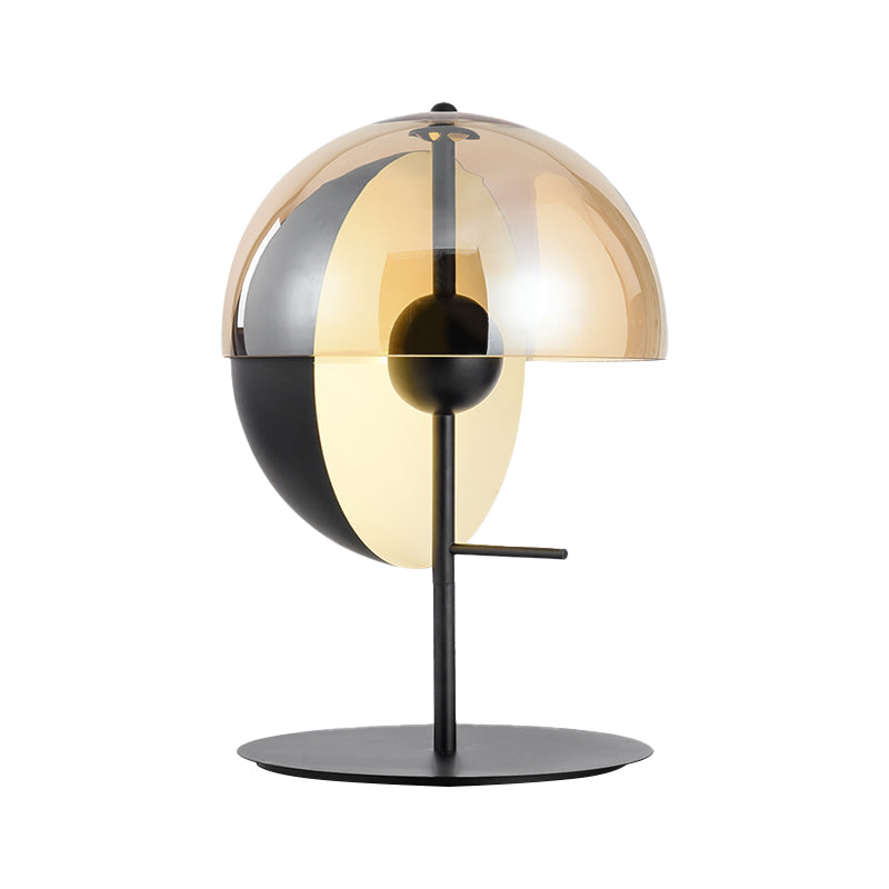 Globe Lampada da Comodino - Lampada da Tavolo Moderna Nera con Paralume in Vetro Ambra
