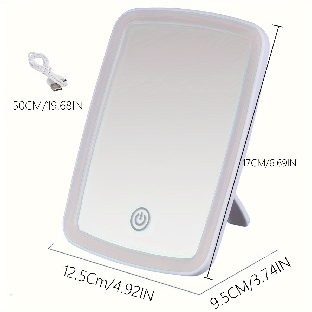 Specchio per trucco LED con sensore touch - 3 modalità di illuminazione a colori, luminosità regolabile, pieghevole e ricaricabile