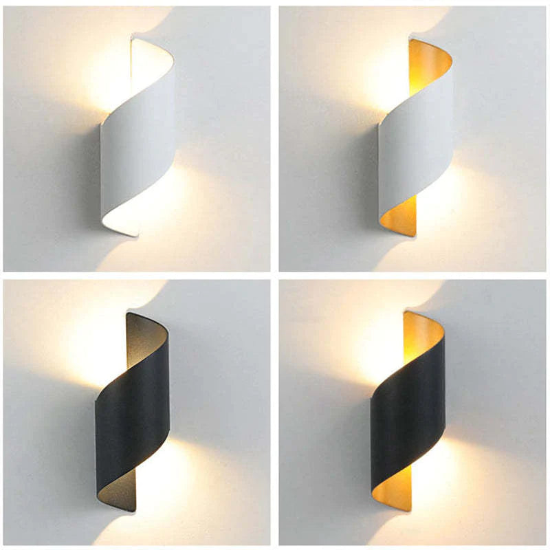 Lámpara de pared LED moderna Orr, espiral, interior, blanco/negro, metal
