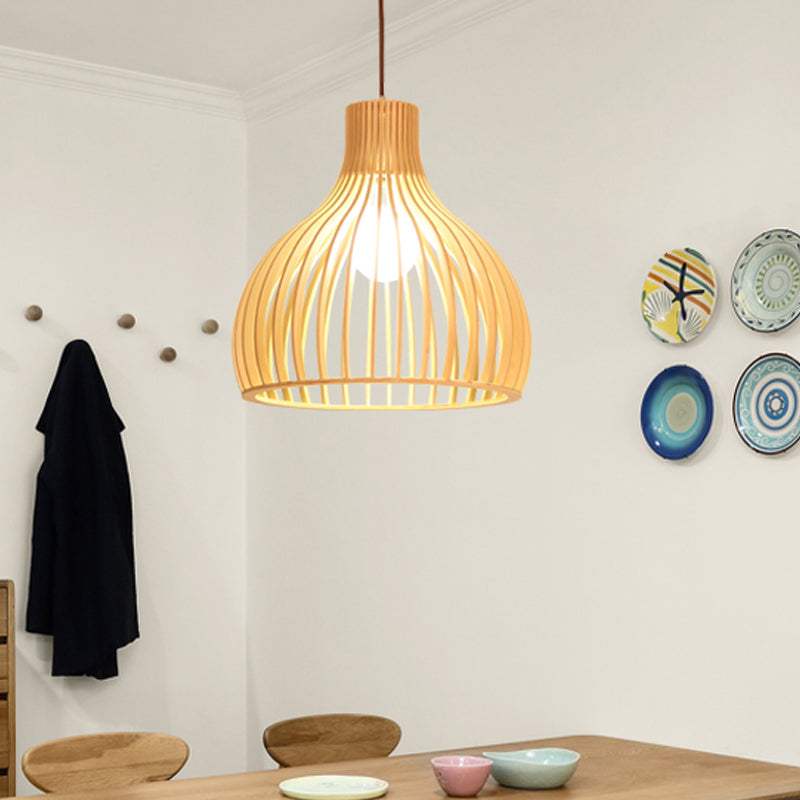 Lampada a sospensione in bambù asiatico con design a campana/emisfero/cipolla 1 luce beige piccola/grande apparecchio di illuminazione sospeso per sala da pranzo