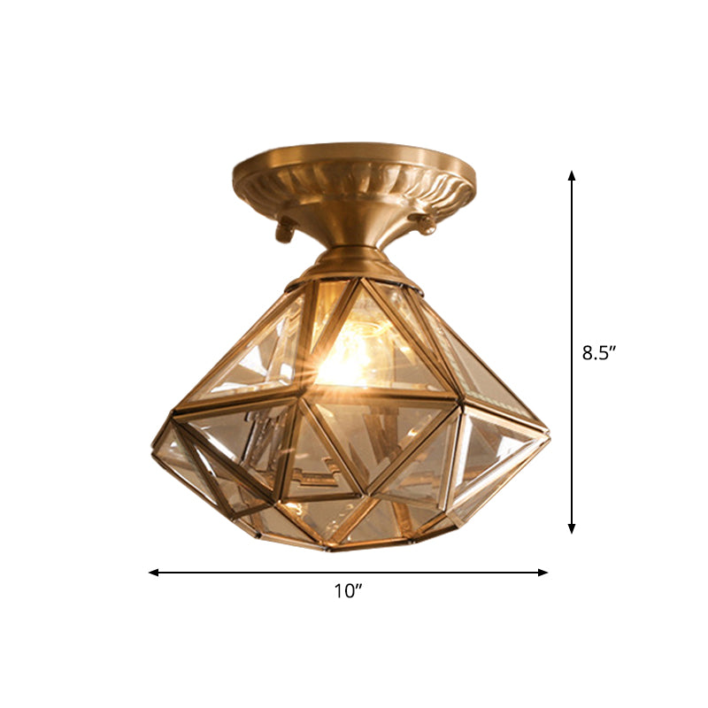 Candeeiro de Teto em Latão em Forma de Estrela - Vidro Transparente Tradicional