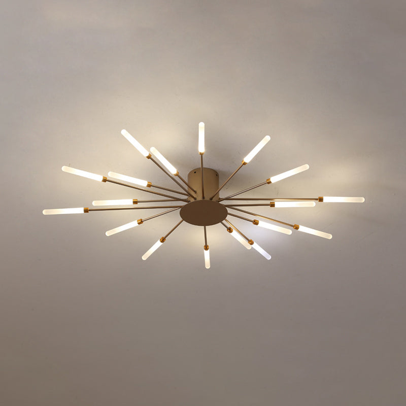 Moderne Plafondlamp in Zwart/Goud Burst - 12/18/28 LED Lichten Semi Flush Montage voor Slaapkamer