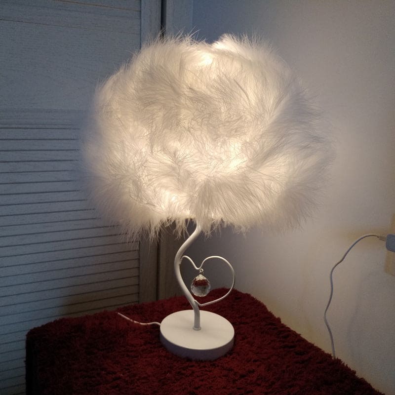 EvoGlow - Lampada da tavolo piuma scandinava con design romantico
