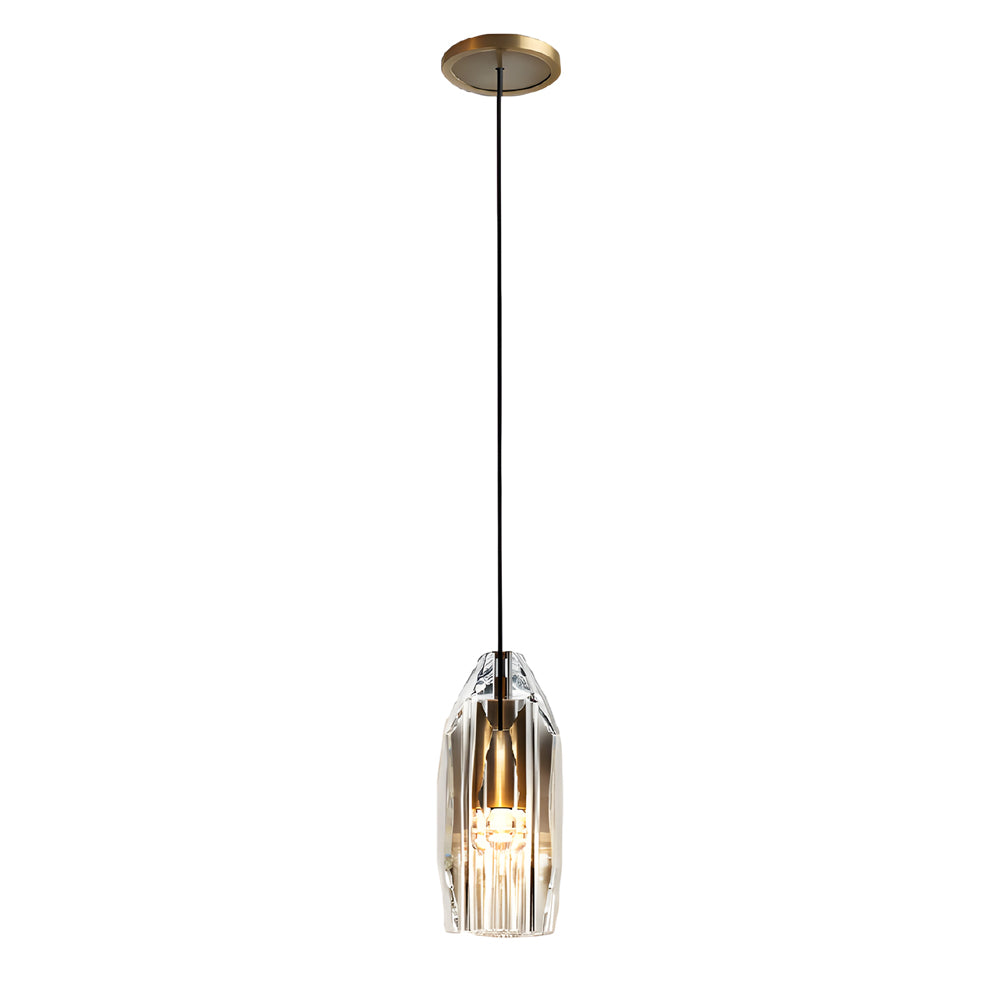 Lampada a sospensione geometrica con accenti in cristallo