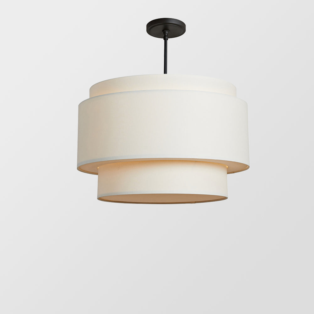 Bauhaus Beige Lampada a Sospensione a Tamburo in Lino Stratificato