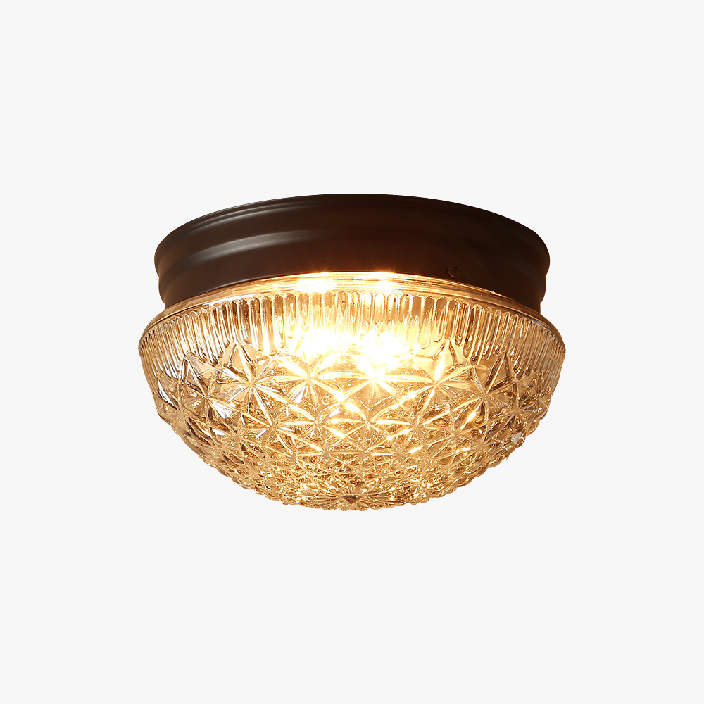 Lampada da soffitto in vetro trasparente scanalata per camera da letto