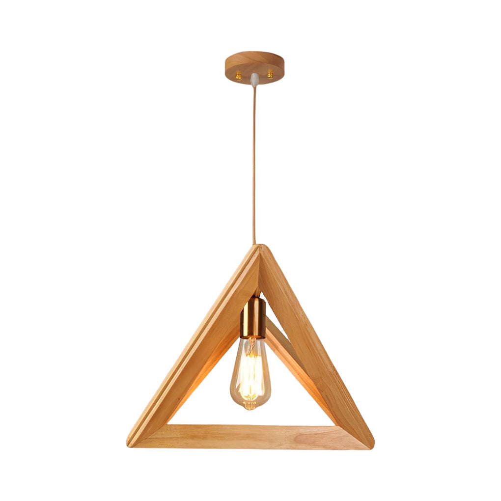 NordicFrame - Scandinavian Hanging Lamp with Wooden Frame in Geometric Design