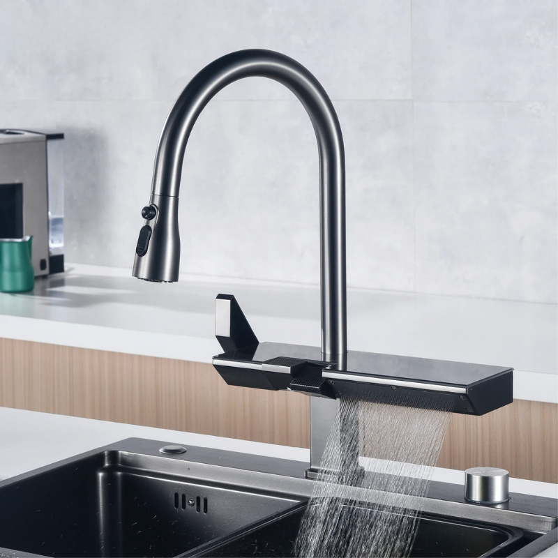 BriljantChrome – Torneira de Cozinha Digital Moderna com Função Extensível