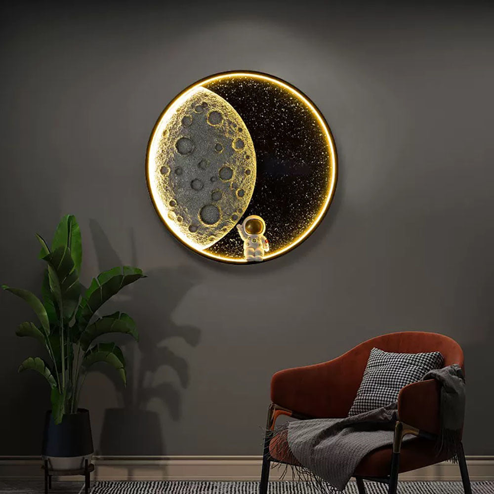 Elif Moderno Astronauta Maan Lampada da Parete LED Camera da Letto/Bambini Interno Metallo Dimmerabile