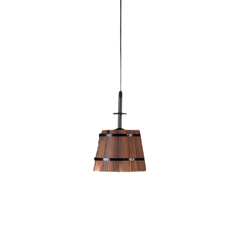 Lampada a sospensione in legno rustico a forma di secchio 1/3 per caffè e bar