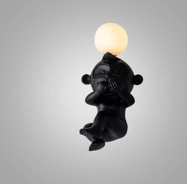 PlayfulGlow - Funny Monkey Wall Lamp with Milk Glass – Decorative LED Lamp