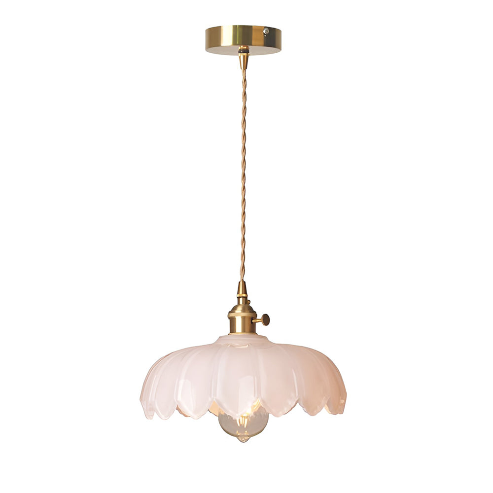 BrassBloom - Vintage Hanging Lamp of Glass and Brass for Living Room and Dining Room