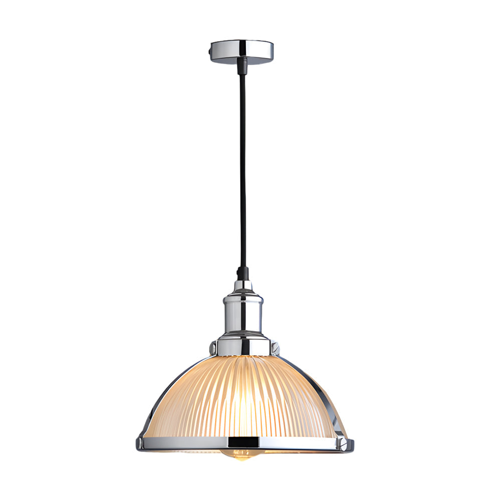Lampada a sospensione retro 1-Licht con paralume in vetro a strisce