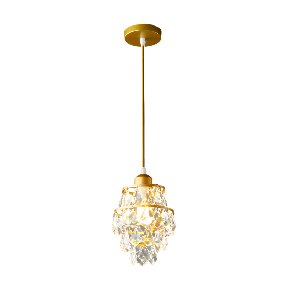Lampada a sospensione in cristallo oro/nero - Mini lampadario a 1 luce