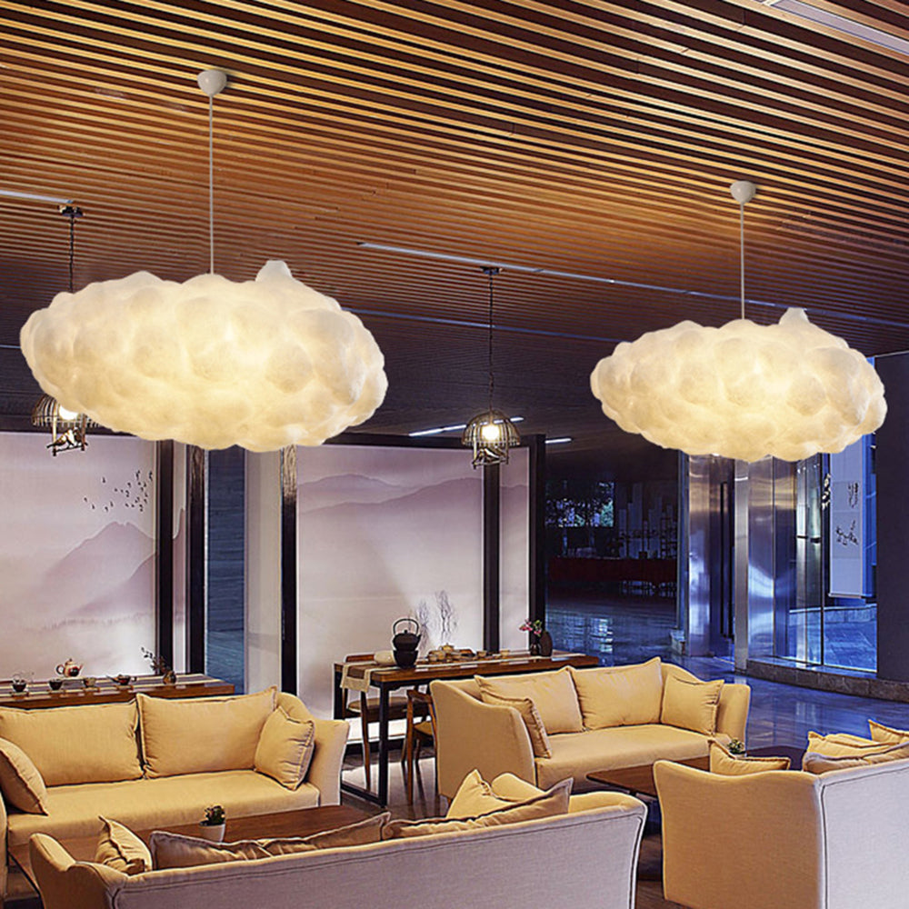 Lampada a sospensione LED Wolk di Aurora Design in PVC/Cotone Bianca