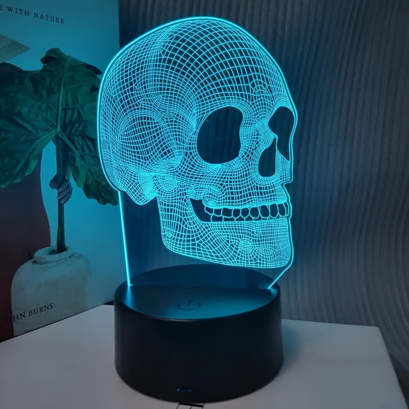SkullGlow - 3D LED Schedelvormige Tafellamp met USB-Voeding