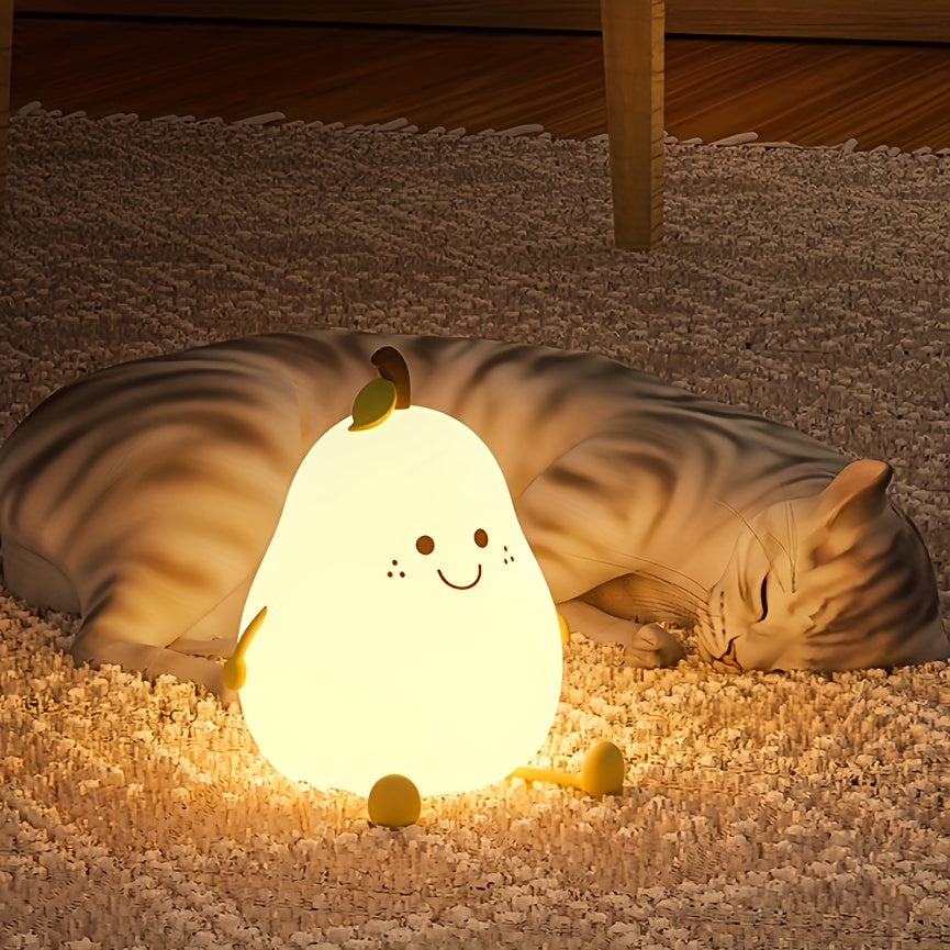 PearGlow - USB Rechargeable Pear-Shaped LED Desk Lamp with Dimmable Features