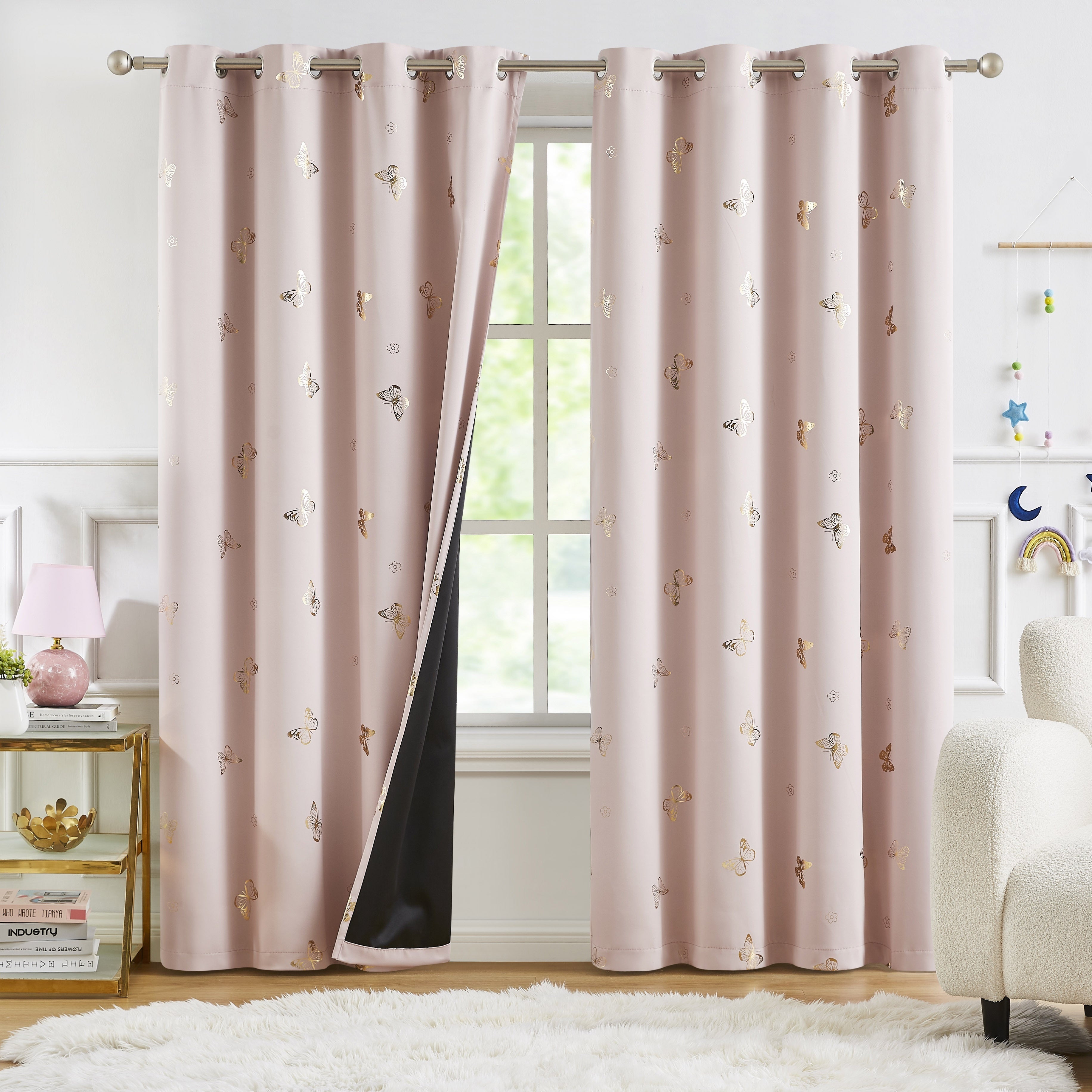 Cortinas Opacas Borboleta Bronzeadoras - 2 Peças Isolamento Térmico e Acústico para Sala de Estar e Quarto