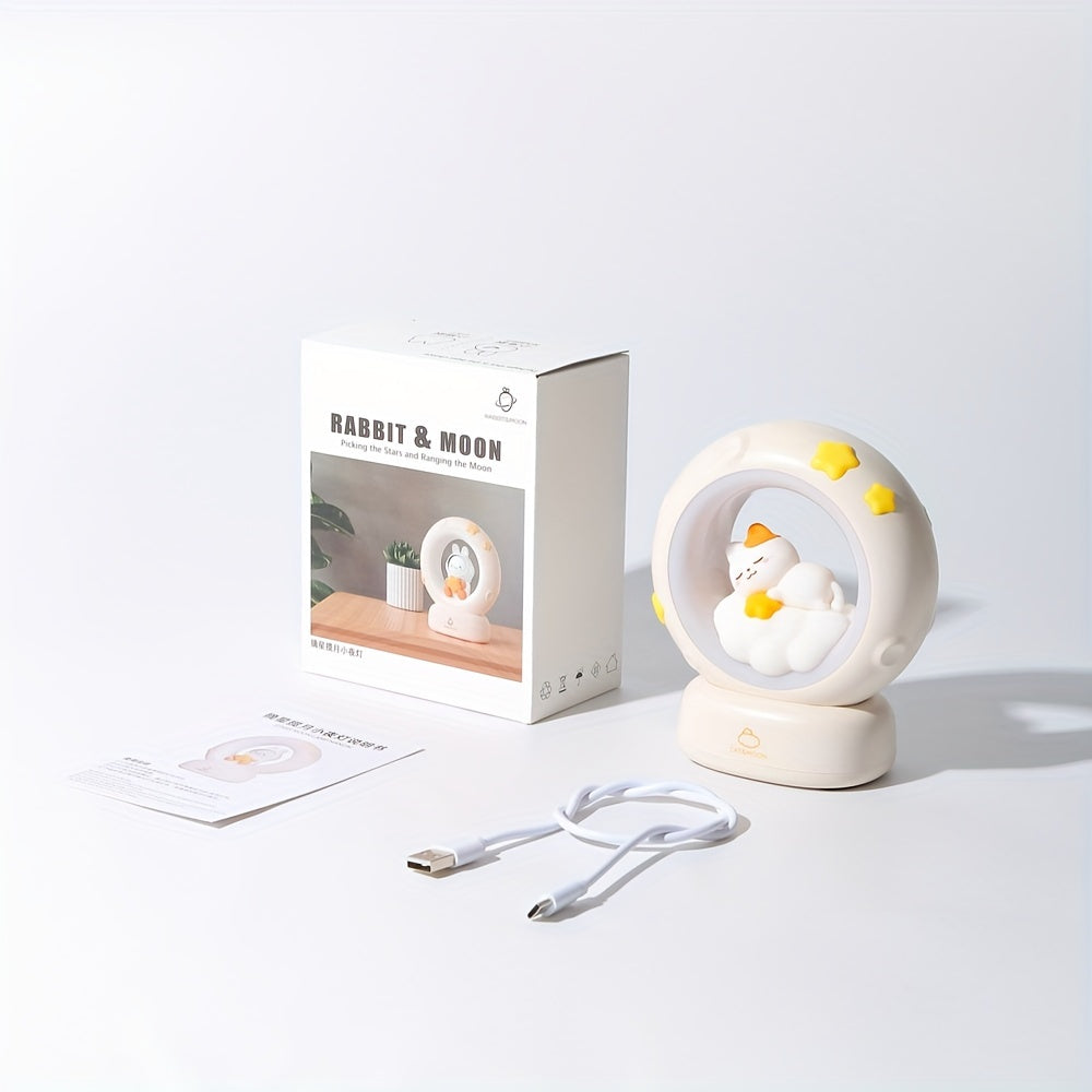 SleepyCat - Cute Cat Night Lamp with USB Rechargeable Battery and Dimmable Light