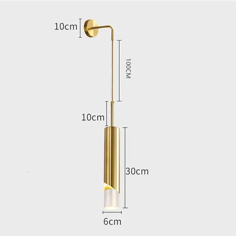 Elegante lampada da parete LED oro/nero per camera da letto