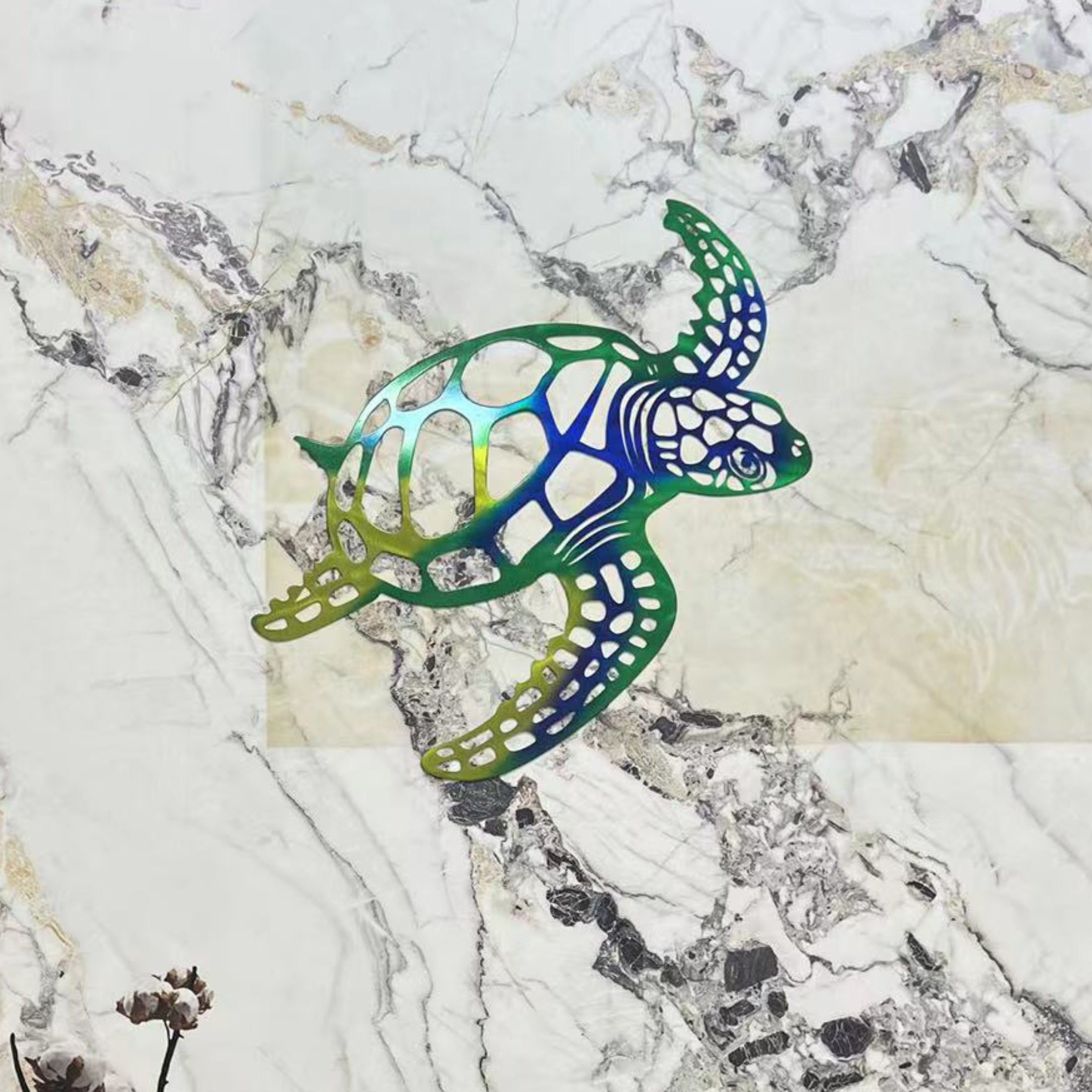 1 pezzo Arte Murale in Metallo a Forma di Tartaruga Marina - Decorazione Artigianale per Interni in Stile Costiero per il Soggiorno - Accento Artistico a Tema Nautico