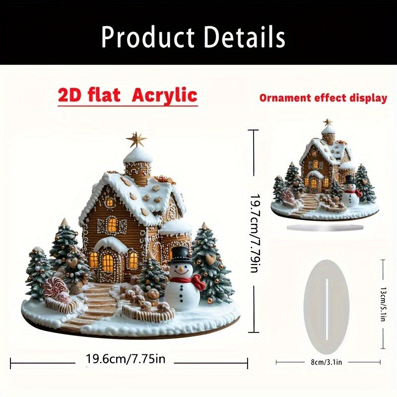 DecoGember - Acrylic Gingerbread House with Snowman, Modern Christmas Table Decoration
