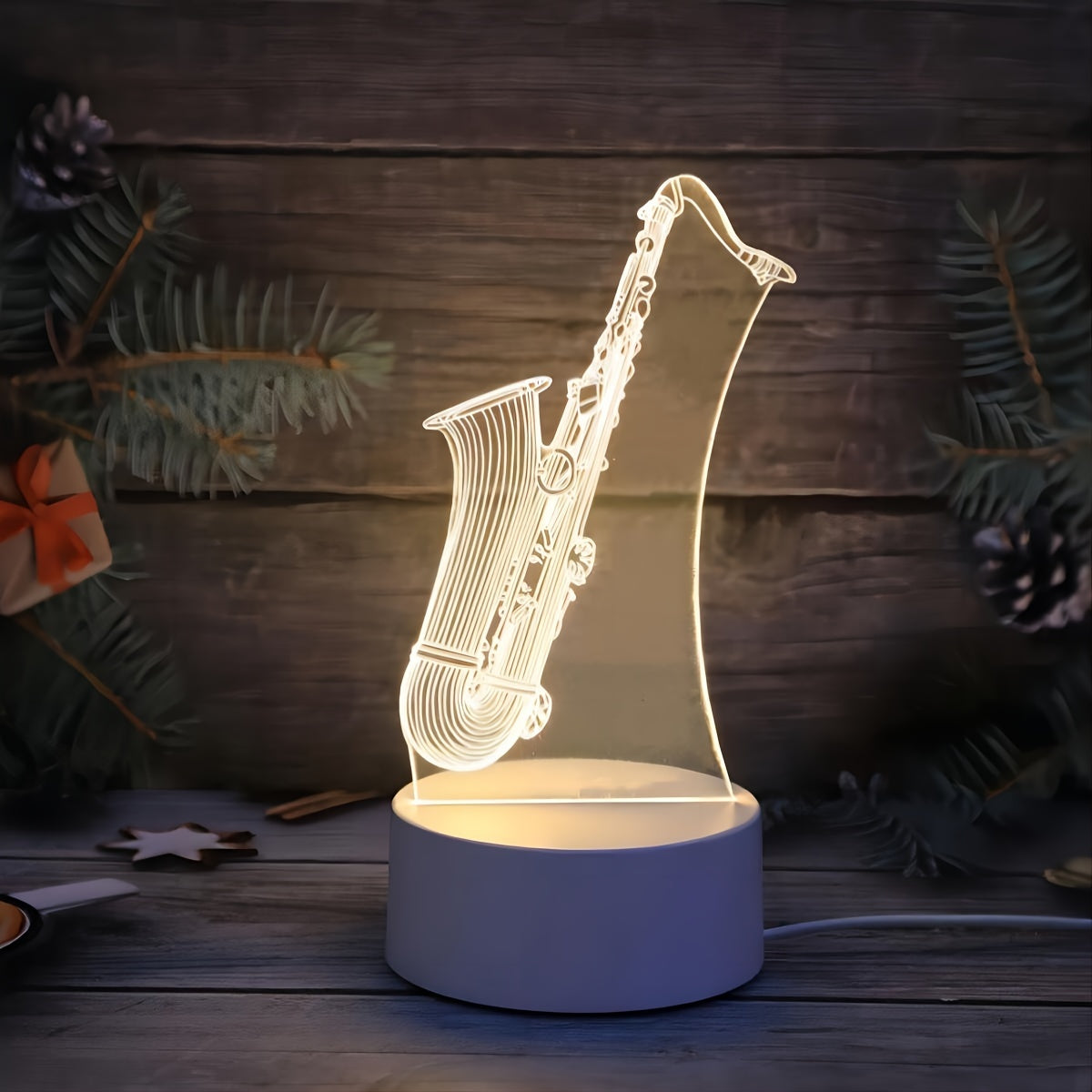 SaxGlow - 3D Saxophone LED Night Lamp, USB-Powered Table Lamp