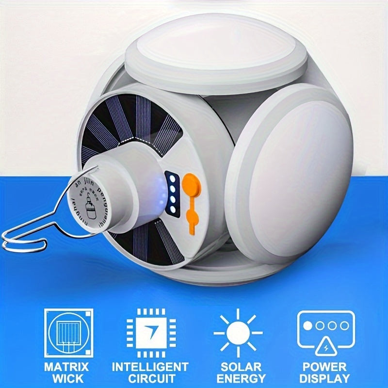 SolarFold - Lampada da campeggio portatile a LED ricaricabile USB, ideale