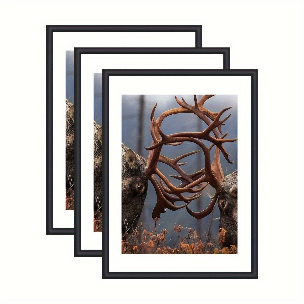 3 piezas Marco de fotos - Marco de fotos para decoración de pared y mesa, para decoración artística, regalos de cumpleaños, espacio residencial y de oficina, Día de la Madre, Año Nuevo, regalo de Pascua, negro, alargado