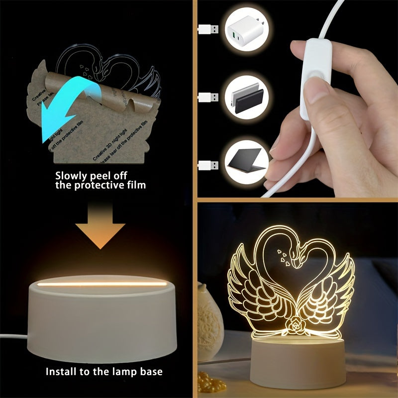 ZwaanLicht - USB Powered 3D LED Table Lamp with Acrylic Frame