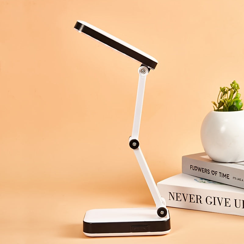BrightFlex - Eye-Protective LED Desk Lamp with Foldable Swivel Arm, Battery and USB Dual Power