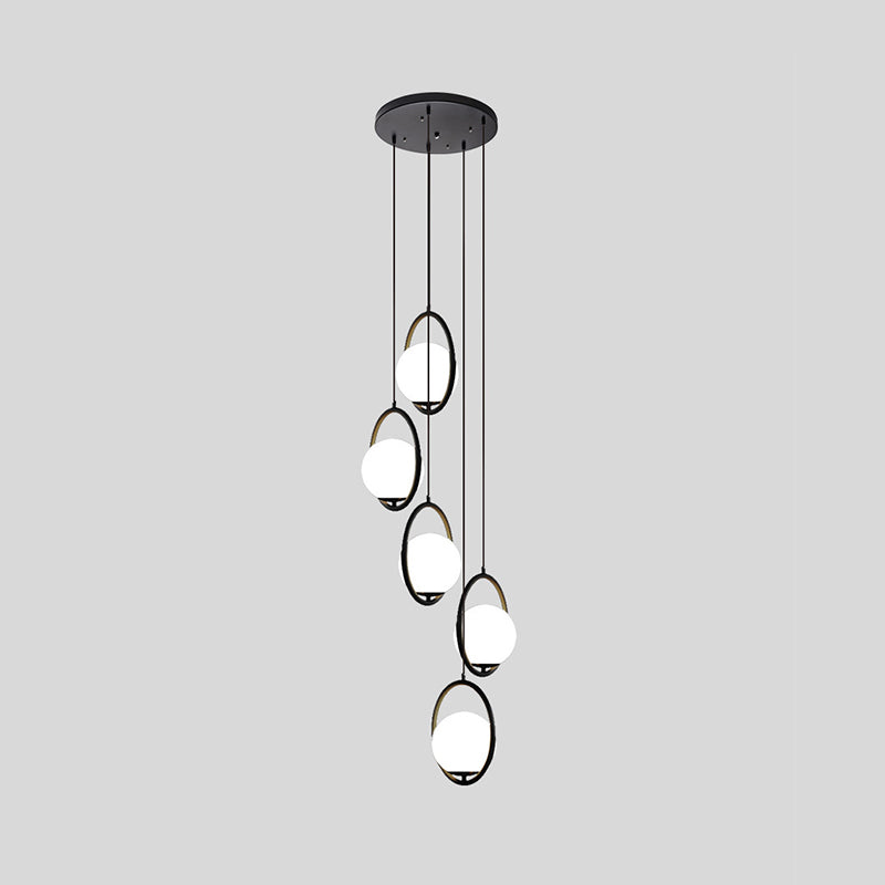 Candeeiro de Teto Multi Luz - Candeeiro Suspenso Moderno de Vidro Preto para Escada