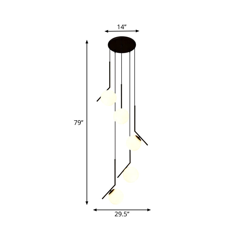 Candeeiro de Teto Multi Luz - Candeeiro Suspenso Moderno de Vidro Preto para Escada