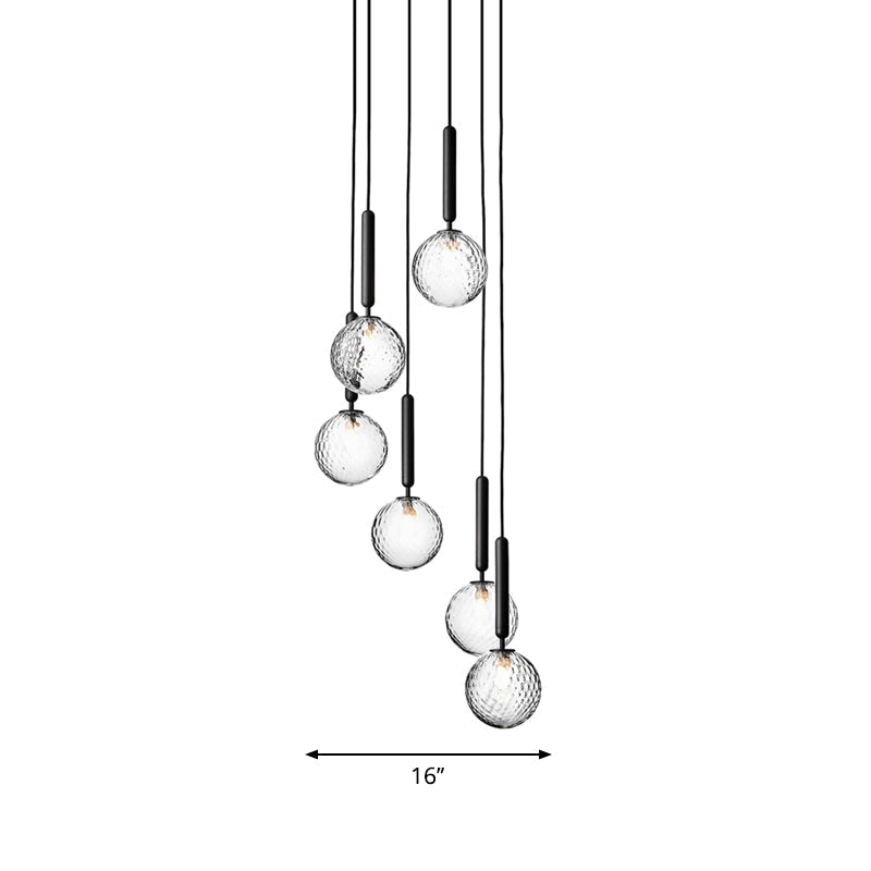Candeeiro de Teto Multi Luz - Candeeiro Suspenso Moderno de Vidro Preto para Escada