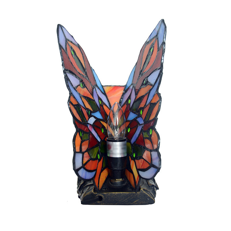 Lampada da tavolo notturna in vetro fatta a mano a forma di farfalla - Stile Tiffany giallo