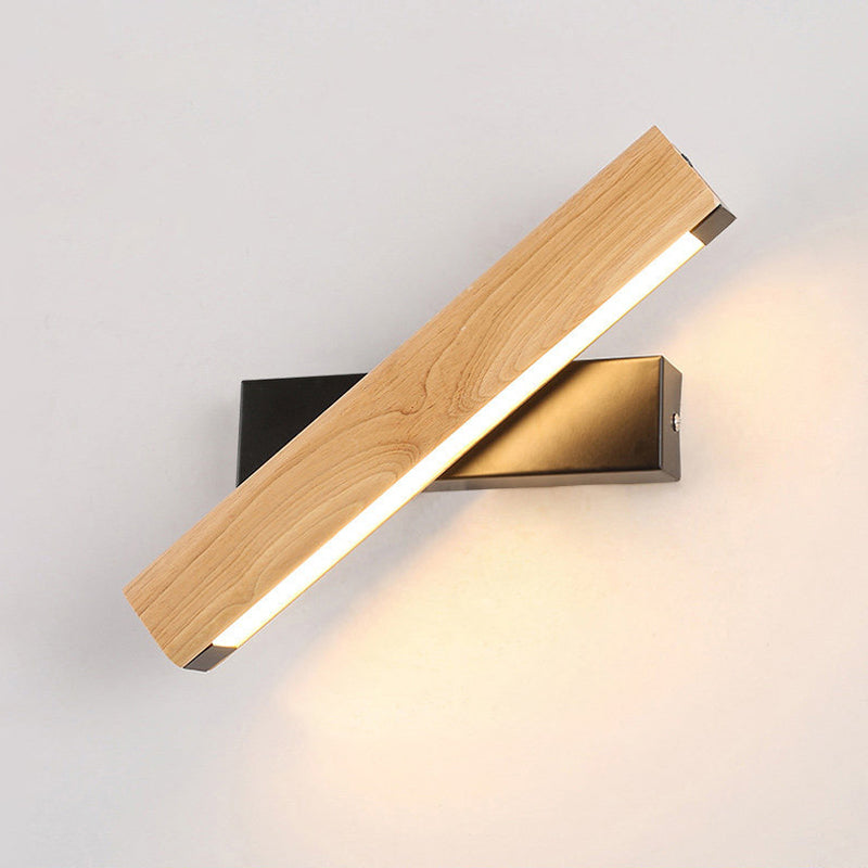 LinearLight - Lampada da parete LED moderna in legno rotante per camera da letto